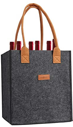 LIFEBEAUTY Weintasche für 6 Flaschen, isoliert, wärmegepolstert, für Reisen, Picknick, tolles Geschenk für Weinliebhaber (Dunkelgrau)
