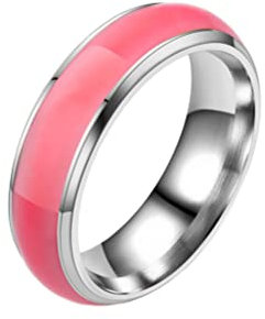 PAURO Unisex Edelstahl Leuchtend glänzend fluoreszierender Ring Ewige Aussage Knöchelringe für die Hochzeit Rosa Größe 57 (18.1)