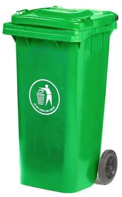 GPC LWB240Y_GR Polypropylene Wheel Bin, 240L Capacity, 75cm x 59cm x 100cm, Green
