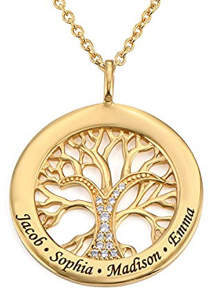 MyNameNecklace MYKA Personalisierte Halskette mit Kettengliedern und Namen aus Sterling Silber 925 / Vergoldet - Schmuck Geschenk für Damen - Mutter - Freundin (750er vergoldetes 925er Silber)