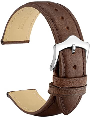 WOCCI 20mm Vintage Leder Uhrenarmband mit Konische Schnalle, Ersatz Armbanduhr (Dunkelbraun)