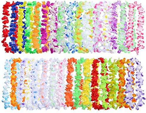 Ghirlanda hawaiana, 50 pezzi, multicolore per costume hawaiano, festa a tema hawaiano, feste a tema hawaiano, feste in piscina, feste di compleanno, laurea, decorazioni