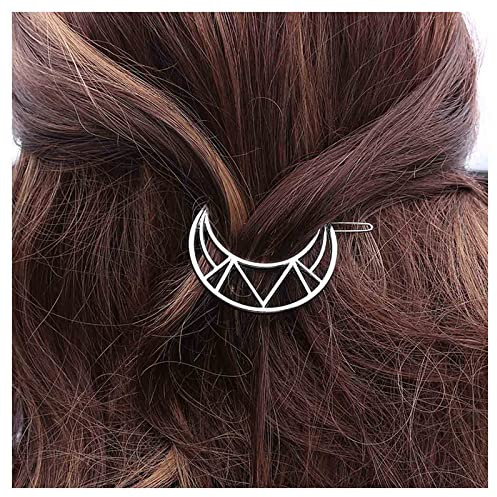 Inilbran Boho Mond Haarspange Vintage Hohlhalbmond Haarspange Clip Silber Mond Haarnadel Clip Minimalistisches Halbmond Haarspange Zubehör für Frauen und Mädchen Kopfschmuck