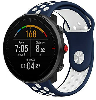 Strap-it Silikon Sportarmband - kompatibel mit - Polar Vantage M - Armband - Blau/Wei? - fur Grit X - Grit X Pro - Vantage V3 - Vantage M2