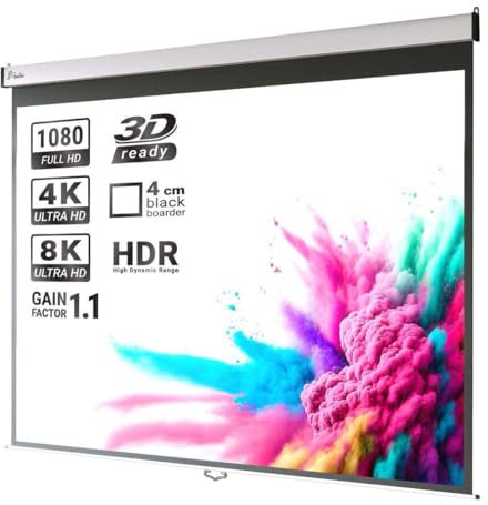 Pantera | Rollo-Leinwand | 111 Zoll | 200 x 200 cm | 1:1 | Manuell | 4K/8K Ultra HDR 3D | Beamer Leinwand | Projektions-Bildschirm | Projektor Leinwand | Knitterfest
