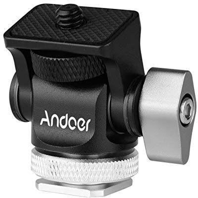 Andoer Mini monitor Mount trípode cabeza adaptador de zapata fría aleación de aluminio 1/4 pulgadas tornillo para montaje cámara monitor flash micrófono LED luz de llenado plata