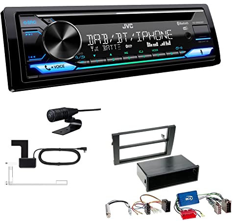 JVC KD-DB922BT 1-DIN Autoradio CD-Receiver Bluetooth DAB+ Digital Radio Einbauset kompatibel mit Audi A4 2002-2009 schwarz mit Symphony/Navi Plus