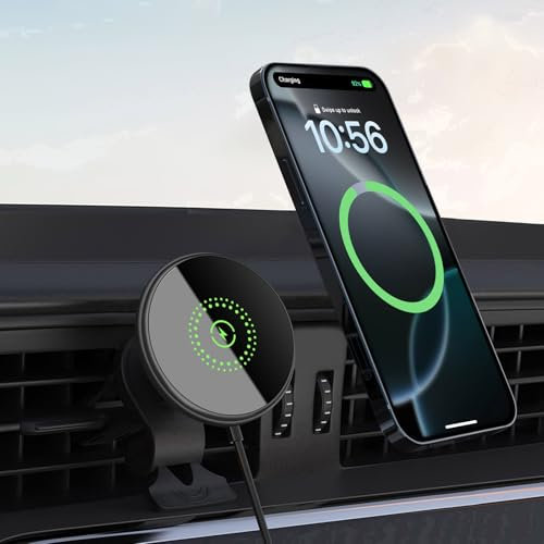 VNBBT 20W Wireless Car Charger, Compatible With Magsafe Car Mount, Magnetic/Magnet Fast Charging Car Phone Holder Compatible With iPhone iPhone 16/16 Pro/15/14/13/12/12