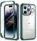 seacosmo for iPhone 14 Pro Case 6.1 Inch, Full-Body Shockproof Case with Built-in Glass Screen Protector and Camera Lens Protector Rubber Bumper Case Cover for iPhone 14 Pro 2022- Green/Clear
