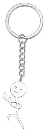 Dreamtimes drôle Smiley Figurine de visage langue des signes porte-clés doigt Stickman mignon tendance sac clé de voiture pendentif Couple cadeau porte-clés