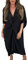 Women’s Ladies V-Neck Knot Twist Short Sleeve Baggy Oversized Loose Fits Smock Midi Casual Longline Summer Dresses for Women Black 12-24