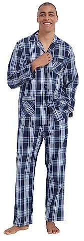 kolipajam Männer Baumwolle Pyjama Set für Männer 2 Pice Plaid Comfy Nachtwäsche PJS mit Taschen