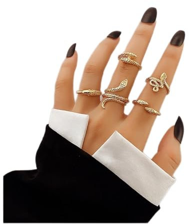 Inateannal Punk Schlange Knöchel Ringe Sets Schlange Finger Ring Gold Schlange Stapelbar Gemeinsame Ringe Tier Schlange Offener Ring Vintage Midi Ringe Schmuck Für Frauen Und Mädchen
