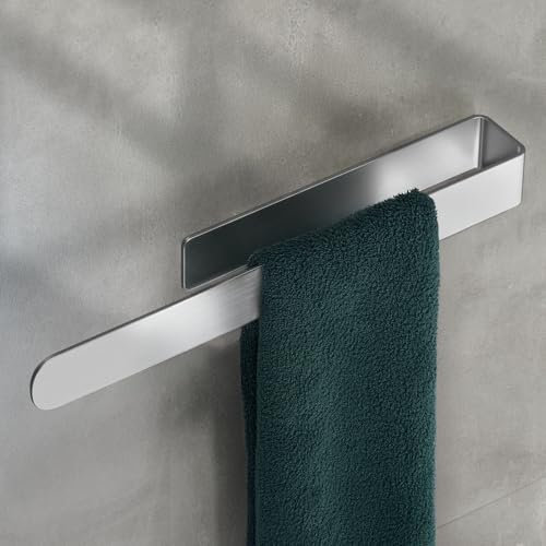 husman® Handtuchhalter ohne Bohren | Edelstahl gebürstet 37 cm | Handtuchstange zum Kleben für Bad & Küche | Handtuch Halterung Geschirrtuchhalter Spültuchhalter | Badezimmermöbel Badezimmer Deko