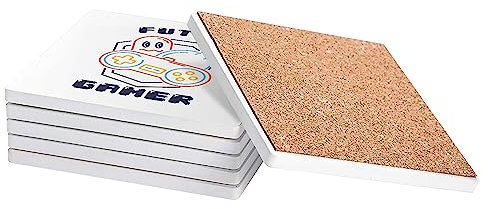 sous Verre en céramique - Futur Gamer Jeux Vidéo Culture Geek - Lot de 6 (100 x 100 mm)