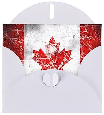 YYHWHJDE Weiße Retro-Grußkarte mit Kanada-Flagge, hochwertiges Perlpapier, 10,2 x 15,2 cm, für Geburtstagskarte, Party-Einladungskarten