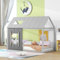 buiesjole Hausbett Mit Dach Und Fenster Kinderbett 90 X 200 cm Mit Lattenrost Jugendbett Für Kinder Jugendliche Bodenbett Für Kinderzimmer Schlafzimmer Einzelhaus Flachbett Grau