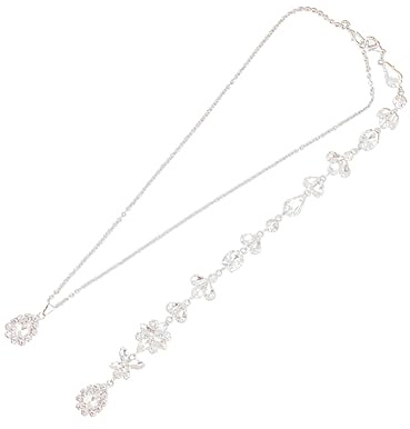 WRITWAA Silberne Rückenkette mit Kristallanhänger für Party und Abschluss | Elegant und Einzigartig, Lange Damen Halskette, Geschenk und Dekoration, für Freundin oder Liebste