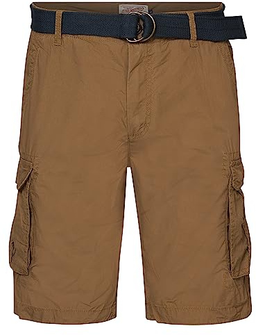 Petrol Industries Herren Cargo Shorts mit Gürtel - Herrenshorts - Kurze Hosen Baumwolle - Cargohose - Braun - XL