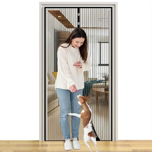 Voarge Zanzariera magnetica per porta, 95 x 210 cm, ideale per la porta del balcone, della cantina e della terrazza, montaggio semplice con adesivo senza forature, non accorciabile (90 x 220)