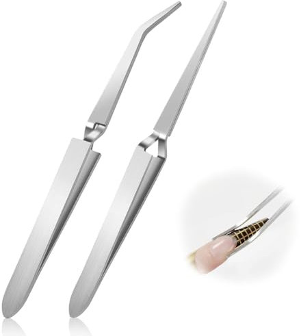 KSJEHW 2 Pezzi Pinzette per unghie, Unghie in acrilico per unghie in gel in acciaio inossidabile che modella un attrezzo per nail art con pinzette, pinzette unghie gel,Clip per unghie Strumento