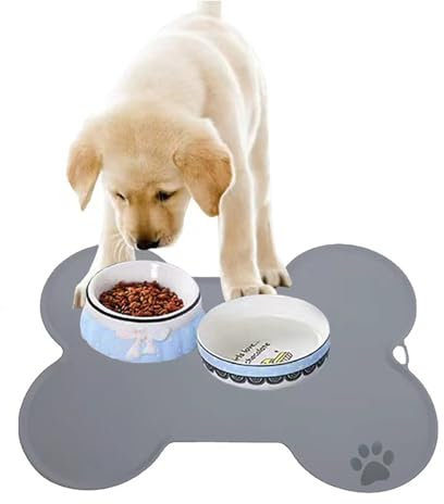 CEASELESLY Tapis gamelle Chien,Tapis gamelle Chat Silicone,Tapis Nourriture Chien Absorbant,Bord surélevé pour éviter Que l'eau ou la Nourriture ne se renverse,Passe au Lave-Vaisselle