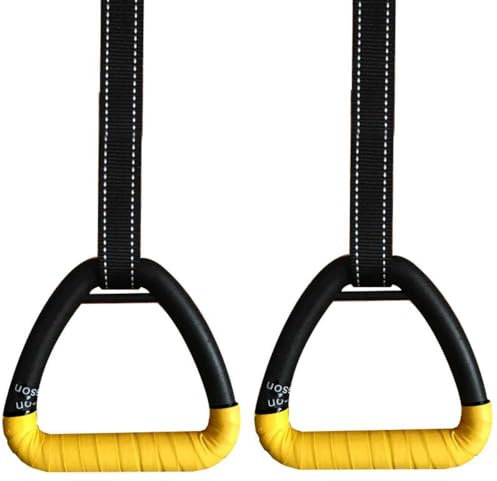 Grapelet Ein Paar Ringe für Erwachsene, Fitness-Ringe, Klimmzug-Ringe, Heim-Fitness-Ringe für Erwachsene, ohne Punch-Bar, Schlüsselband für Training (gelb)