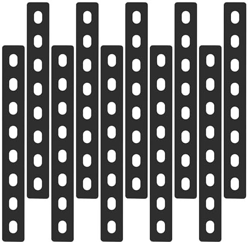 10 Pz Piastra di Giunzione Piana, Staffe Piatte Lamiera Forata, Staffe Piastra di Fissaggio con 8 Foro Fessure, Staffe Perforate Connettore, Lastrina di Giunzione Piatta per Legno (207x24mm)