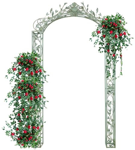Gartenlaube aus Metall, 135,5x25x236cm, Outdoor-Bogen, Rankgitter, für Kletterpflanzen, für Rasen und Garten