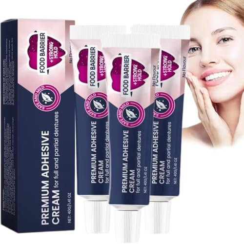 Pegamento Seguro para Dentaduras, Crema Adhesiva para Dentaduras, Cojín Adhesivo Termoplástico para Dentaduras, Adhesivo para Dentaduras, Kit de Dentadura Suave, Pegamento para Dentaduras (3 piezas)