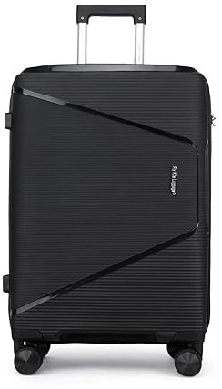 Fly Kite Luggage 28 Inch Large Suitcase 100% Polypropylene, Hard Shell with Aluminium Trolley Handle, Real TSA 3 Digit Secure Lock 360° Smooth Wheels Lightweight Suitcase|Black