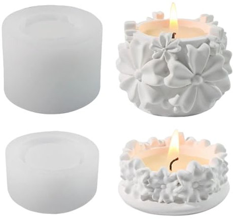 Silikonformen Gießformen Kerzenhalter, 2 Stück Silikonform Kerzenhalter Gießformen Silikon Zylinder Gießform Dose mit Blumen Silikon form Vase Teelichterhalter für Beton Gips
