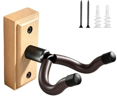 DIDA Gitarrenwandhalterung, Massivholz Gitarrenaufhänger Gitarrenwandaufhänger Gitarrenzubehör Drehbar U-Form Hartholz Gitarrenhalter Haken für Akustik E-Gitarre (1, Buchenholz)