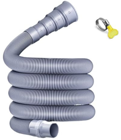 Kit de tuyau d'évacuation des eaux usées pliable pour caravane avec adaptateur réglable et collier de serrage – Tuyau de vidange étanche de 5 m pour camping-car, remorque, caravane (matériau PE + EVA