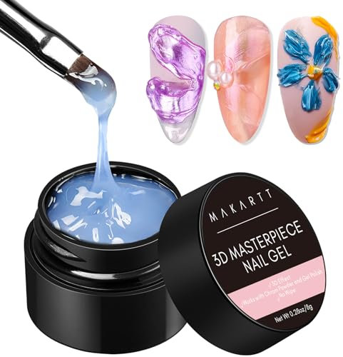 Makartt 3D Texture Gel - 3D Nail Gel for Nail Art, Mirror Chrome Nail Powder,Nail Polish for Craving 3D Metal Painting Drawing Design, Nail Decoration Manicure for Women