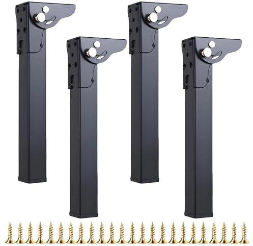 Pyuyan 4 Pièces Pied de Table Rabattable, Pieds de Table Pliants 35cm, Pieds de Table Pliants en Métal, pour Table Pliante, Meuble TV, Table Basse, Bureau, Table à Manger, Meuble de Bricolage