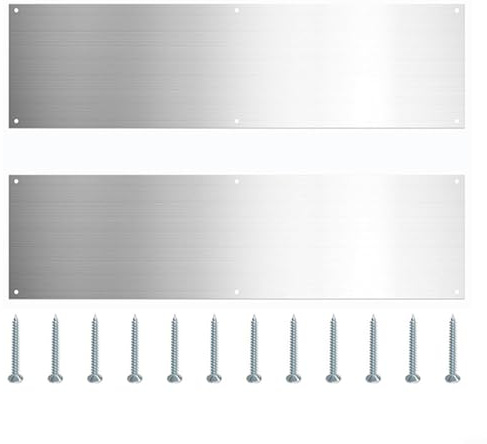 Oniissy Stainless Steel Door Kick Plates for Home Protection - 2 Pack Metal Door Shield Guards with Screws - Scratch Resistant Bottom Panels for Indoor Outdoor
