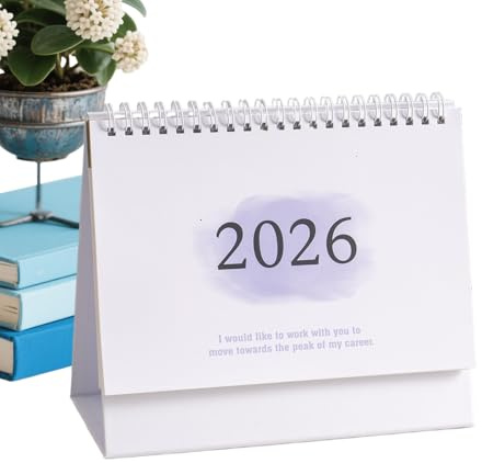 Geonoy Calendario 2026 para escritorio, calendario mensual de escritorio 2025-2026, planificador mensual con encuadernación de alambre, estético para el hogar, apartamento, oficina, escuela, aula