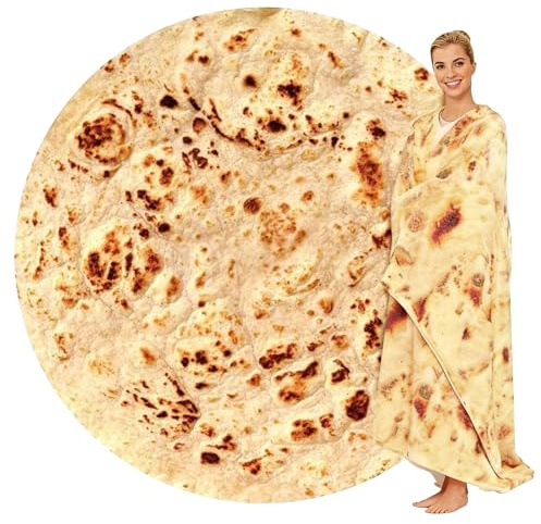 ZoneYan Burrito Tortilla Decke, Burrito Decke 180cm, Tortilla Deck-e aus Flanell, Burrit-o Blanket für Familie Lustige (Gelb, 180cm)