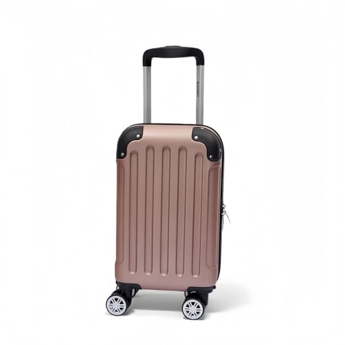 Boleedy Handgepäck Koffer, 40X25X20cm, Leichter Trolley Reisekoffer, Hartschalen Koffer, Luggage Set für Ryanair & Easyjet Flugzeug (ROSAGOLD, S)