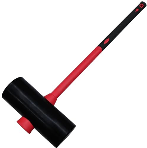 6kg Rubber Paving Maul with Fibreglass Handle – Heavy Duty Slab Hammer, Anti-Shock, Cylindrical Wear-Resistant Head for Brick, Concrete Slabs & Kerb Installation (Contractor Grade)