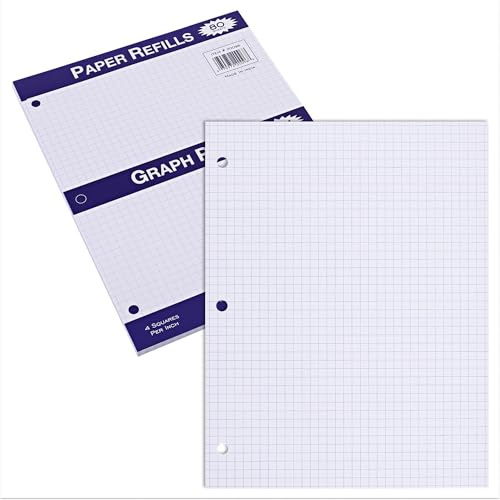 Roaring Spring Loose Leaf Paper, Notebook Filler Graph Paper, 11 x 8.5, 4x4 Grid, 80 Sheets, 3 Hole Punch