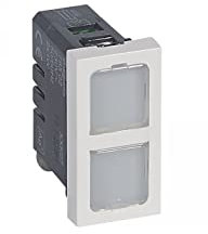 Legrand 078502 Mosaic Voyant, Double, 230V, 1W, 1 Module avec 4 Étiquettes de Couleur, Antimicrobien