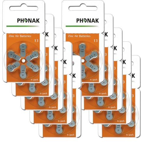 Phonak KEEPHEARING LTD Lot de 10 paquets de 60 piles pour appareil auditif sans mercure Taille 13