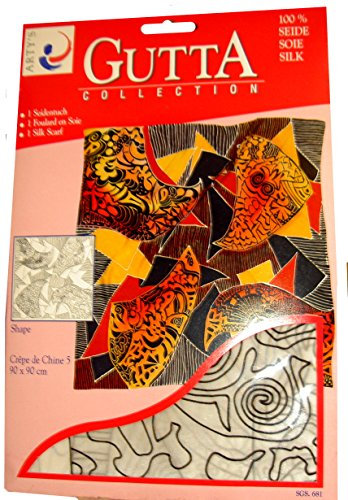 ARTY'S Gutta Collection - Motiv: Shape - Crepe de Chine 5, ca. 90x90cm, rollierte Ränder (Gutta schwarz) …