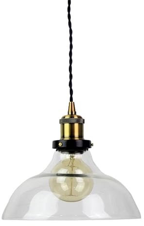 LEDKIA LIGHTING - Lámpara Colgante Springsteen | Estilo Industrial Retro | Estructura para Bombillas Filamento | IP20 Interior | Regulable Altura | Ø245mm, Bronce, Cristal
