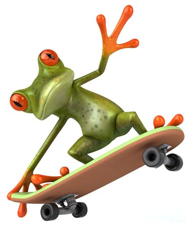 Sticker Frosch mit Skateboard I kfz280 I 12,5 x 15 cm groß I für Motorrad Mofa Roller Notebook Laptop Auto-Aufkleber Bad-Aufkleber lustig wetterfest