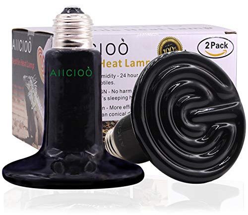 AIICIOO Terrarium Wärmelampe Keramik Reptilien Wärmelampe Tiere für Echsen/Bartagamen/Hühner/Schlangen Kein Licht zum Schutz der Augen der Tiere E27,230V 100W (2er Pack, schwarz)
