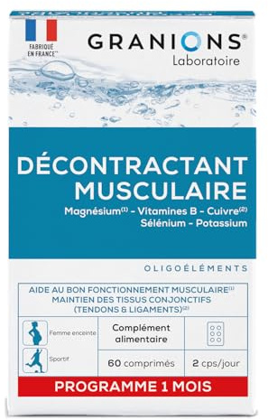 Granions - Decontractant Musculaire - Crampes - Magnesium - Lot x2-60 Cps | Apaise Les Crampes Musculaires, Atténue les Douleurs, Cuivre, Selenium, Vitamine B, Vitamine B12, Potassium