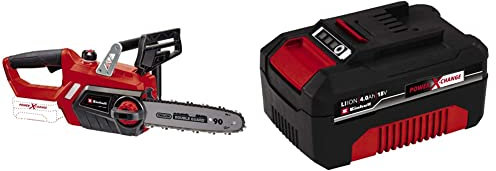 Einhell 4501761 GE-LC 18/25 Li Power X-Change 18V Cordless Chainsaw | 10 Inch (25cm), Black, Red, 25.0 cm*23.0 cm*48.0 cm & Power X-Change 18V, 4.0Ah Lithium-Ion Battery Universally